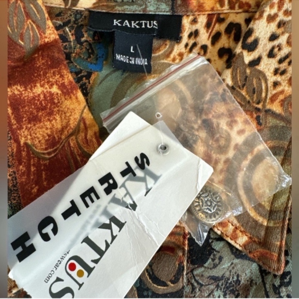 Kaktus Rust Multicolor Jacket, Button Front, Slit… - image 7